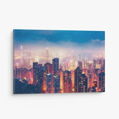 Tableau sur toile vue nocturne de Hong Kong depuis Victoria Peak – Wallnifity®