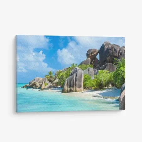 Tableau sur toile côte paradisiaque de La Digue, Seychelles – Wallnifity®