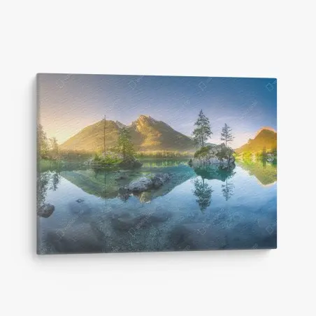Tableau sur toile reflets d'aube sur le lac alpin – Wallnifity®