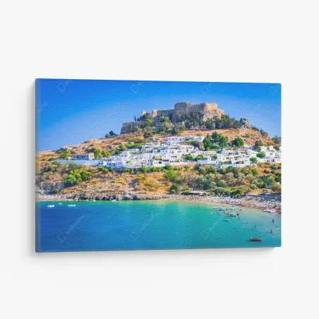 Tableau sur toile côte ensoleillée de Lindos – Wallnifity®