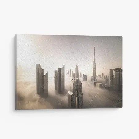Tableau sur toile brume matinale sur Downtown Dubai – Wallnifity®