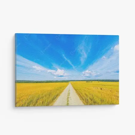 Tableau sur toile route de campagne vers l'horizon doré – Wallnifity®