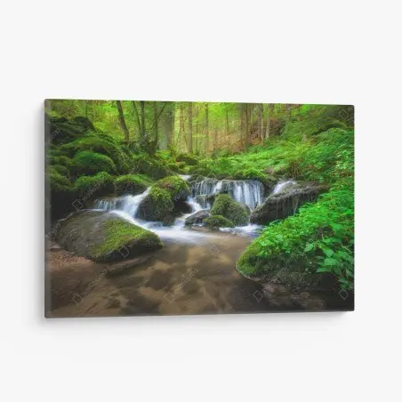 Tableau sur toile cascade sereine au cœur de la forêt – Wallnifity®