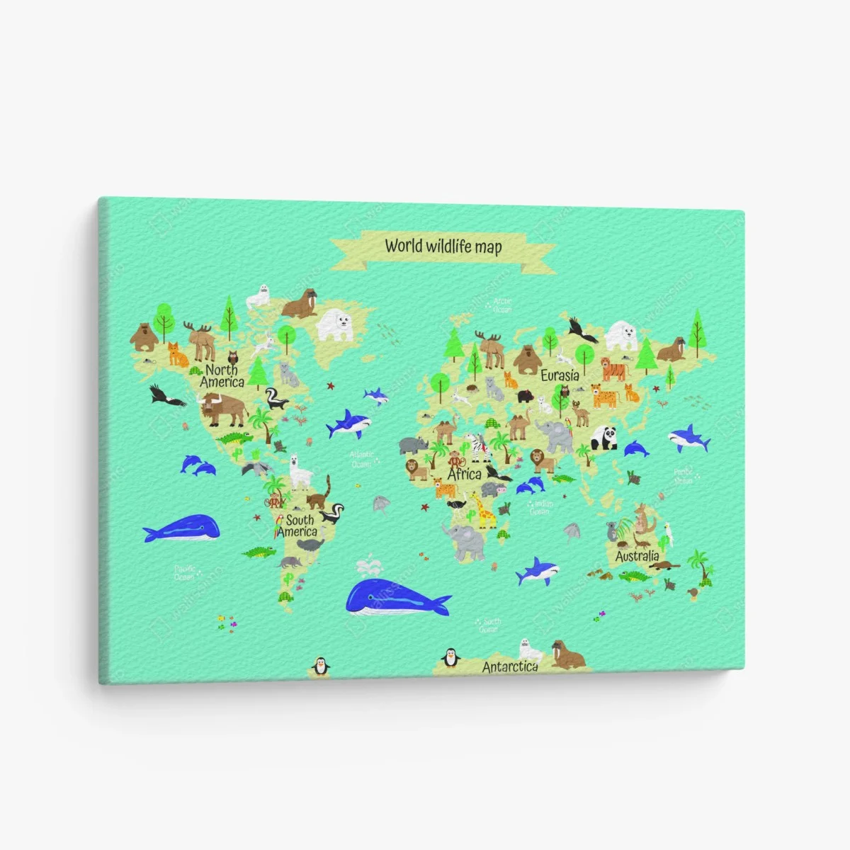 Tableau sur toile carte du monde des animaux – Wallnifity® Tableau sur toile carte du monde des animaux – Wallnifity®