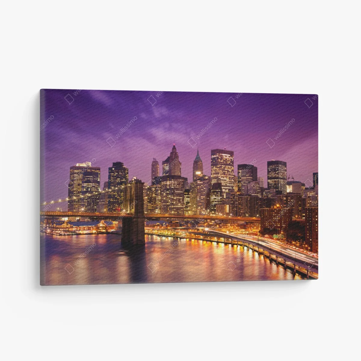 Tableau sur toile crépuscule violet sur le pont de Brooklyn et la skyline de New York – Wallnifity® Tableau sur toile crépuscule violet sur le pont de Brooklyn et la skyline de New York – Wallnifity®