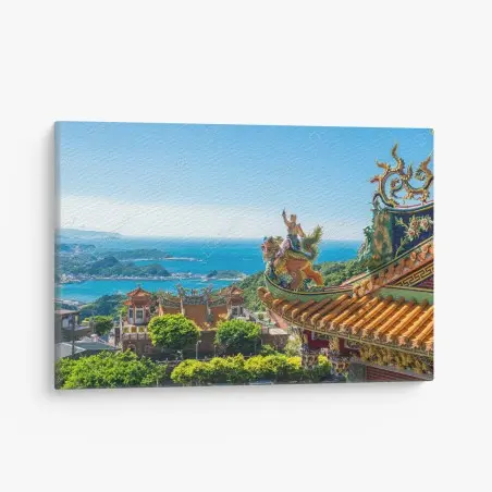 Tableau sur toile vue panoramique du temple de Jiufen, Taïwan – Wallnifity®