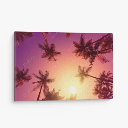 Tableau sur toile paradis tropical au coucher du soleil – Wallnifity®
