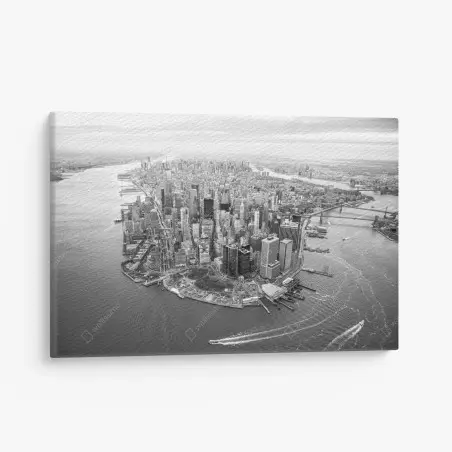 Tableau sur toile panorama aérien de Manhattan en noir et blanc – Wallnifity®
