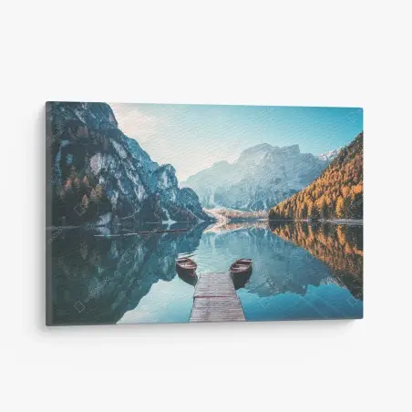 Tableau sur toile reflet paisible au Lac de Braies – Wallnifity®