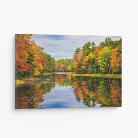 Tableau sur toile reflets d'automne paisibles en Nouvelle-Angleterre – Wallnifity®