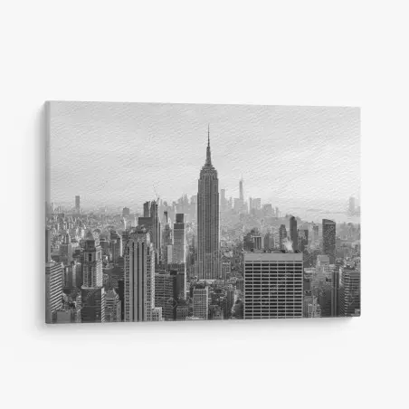 Tableau sur toile panorama urbain de New York en noir et blanc – Wallnifity®