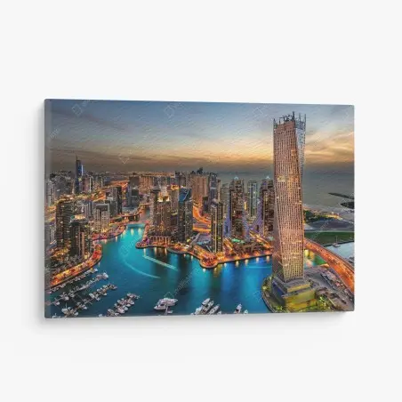 Tableau sur toile vue nocturne de la marina de Dubaï – Wallnifity®