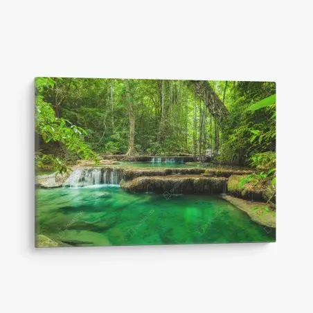 Tableau sur toile cascade d'Erawan, oasis verte de Thaïlande – Wallnifity®
