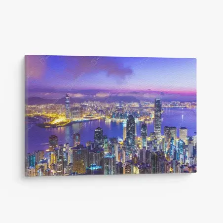 Tableau sur toile aube lumineuse sur Hong Kong – Wallnifity®