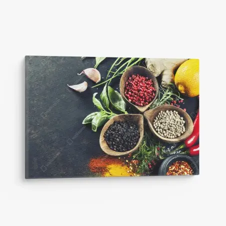 Tableau sur toile composition d'épices et d'herbes aromatiques – Wallnifity®