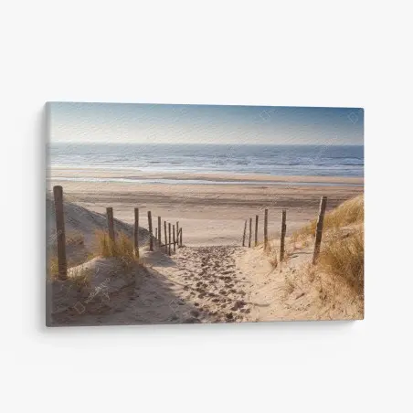 Tableau sur toile chemin de sable vers la Mer du Nord au coucher du soleil – Wallnifity®