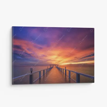 Tableau sur toile ponton au coucher de soleil tropical – Wallnifity®