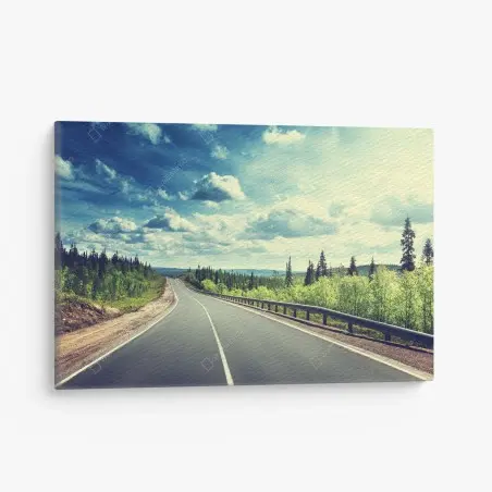 Tableau sur toile route vers l'horizon dans la forêt boréale – Wallnifity®