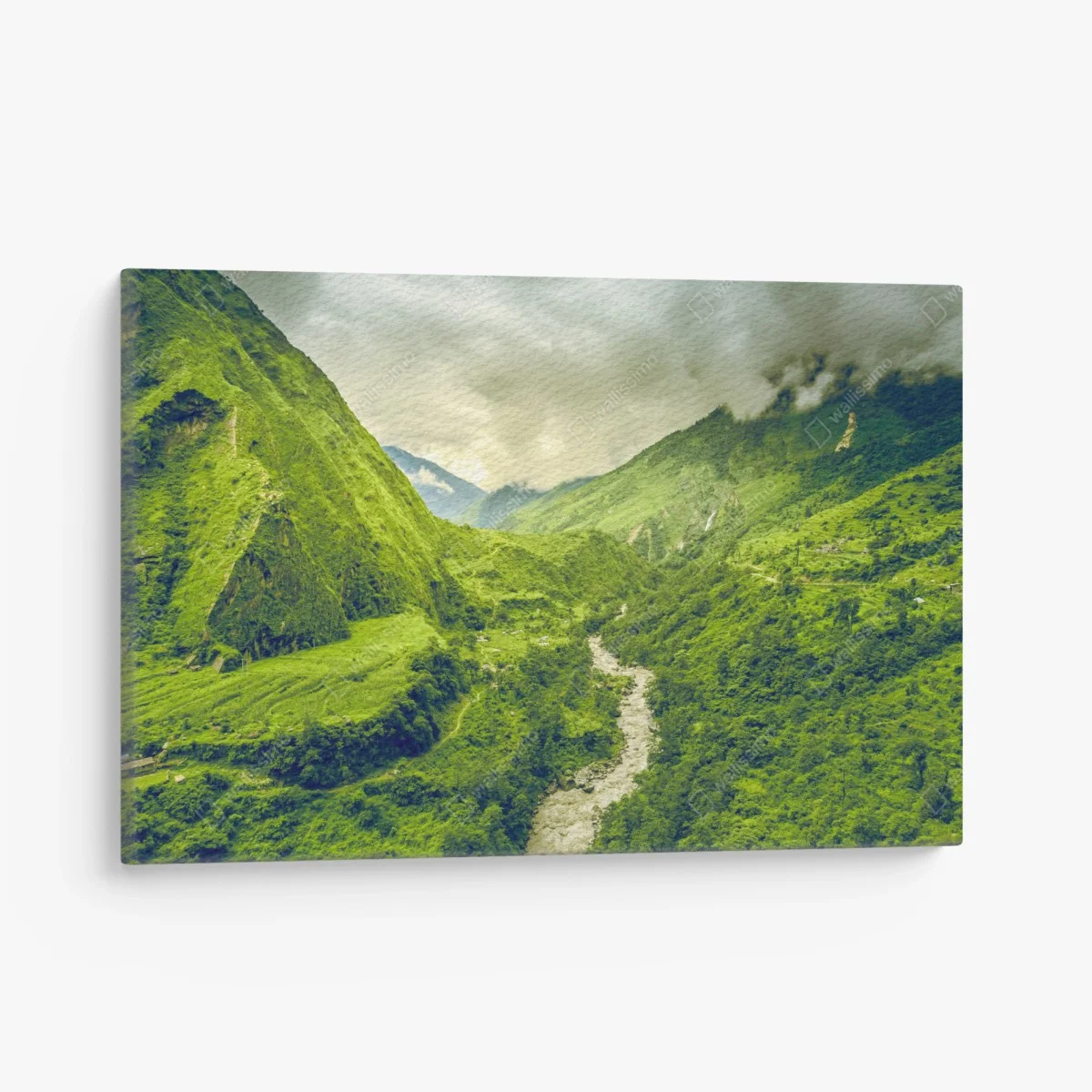 Tableau sur toile calme vallée verte sous les nuages – Wallnifity® Tableau sur toile calme vallée verte sous les nuages – Wallnifity®
