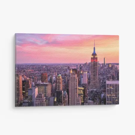 Tableau sur toile coucher de soleil sur New York et l'Empire State Building – Wallnifity®