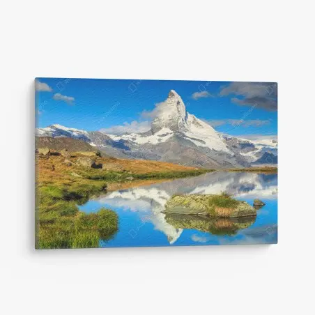 Tableau sur toile vue tranquille du Cervin au reflet parfait – Wallnifity®