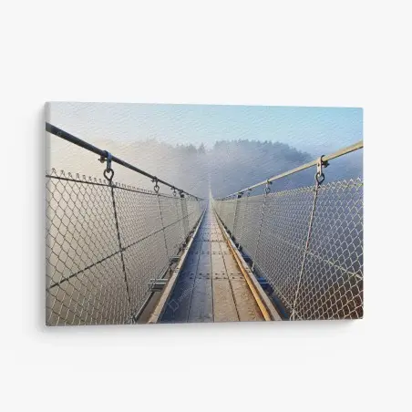 Tableau sur toile passerelle suspendue dans la brume – Wallnifity®
