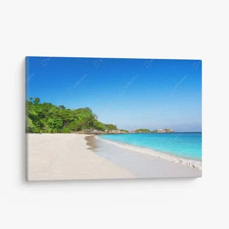 Tableau sur toile plage tropicale au sable blanc et eaux turquoise – Wallnifity®