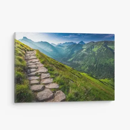 Tableau sur toile sentier panoramique au lever du soleil dans les Tatras, Pologne – Wallnifity®