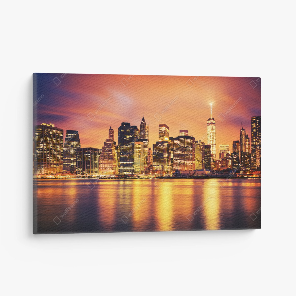 Tableau sur toile horizon en feu de New York au crépuscule – Wallnifity®