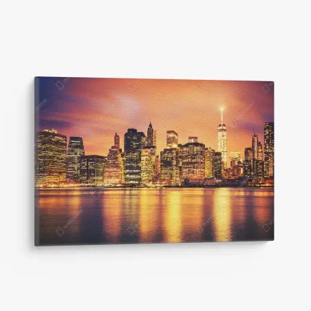Tableau sur toile horizon en feu de New York au crépuscule – Wallnifity®