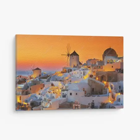 Tableau sur toile coucher de soleil à Oia, Santorin – Wallnifity®