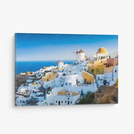 Tableau sur toile village blanc de Santorin au bord de la mer – Wallnifity®