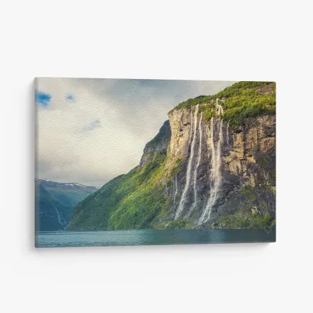 Tableau sur toile affiche murale : cascades du fjord de Geiranger – Wallnifity®