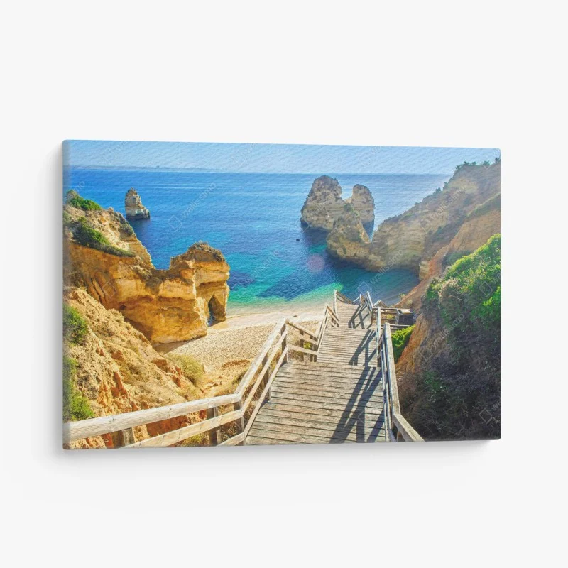 Tableau sur toile escaliers vers la crique aux eaux turquoise – Wallnifity®