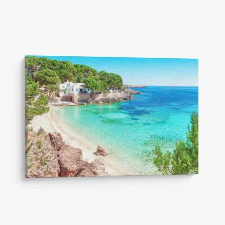 Tableau sur toile refuge côtier aux eaux turquoise – Wallnifity®