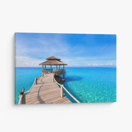 Tableau sur toile escapade tropicale sur pilotis – Wallnifity®