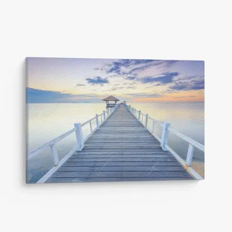Tableau sur toile jetée en bois au coucher de soleil – Wallnifity®