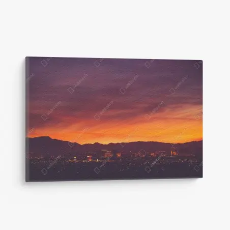 Tableau sur toile coucher de soleil sur Las Vegas - panorama urbain – Wallnifity®