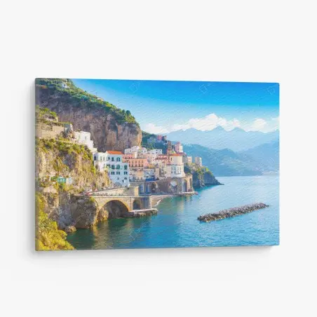 Tableau sur toile village côtier ensoleillé sur la Côte d'Amalfi – Wallnifity®
