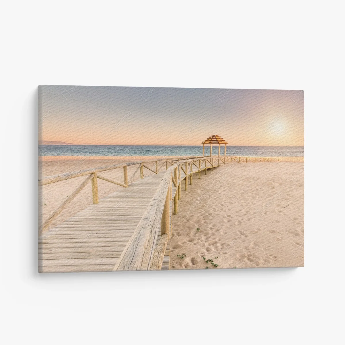 Tableau sur toile passerelle en bois vers la mer, plage de Trafalgar – Wallnifity® Tableau sur toile passerelle en bois vers la mer, plage de Trafalgar – Wallnifity®
