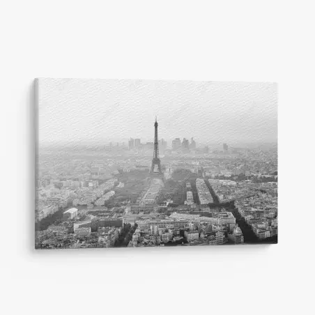 Tableau sur toile vue aérienne en noir et blanc de la Tour Eiffel à Paris – Wallnifity®
