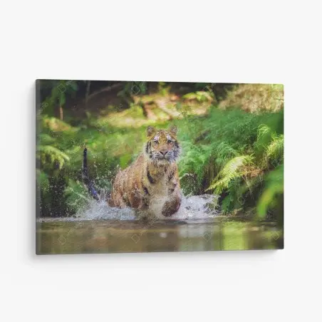 Tableau sur toile tigre en pleine course dans la rivière – Wallnifity®
