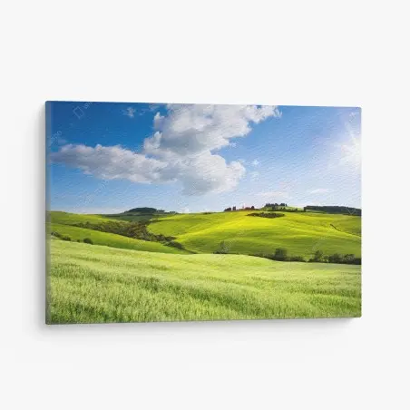 Tableau sur toile douceur des collines de Toscane en lumière dorée – Wallnifity®