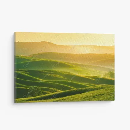 Tableau sur toile collines verdoyantes de la Toscane au lever du soleil – Wallnifity®