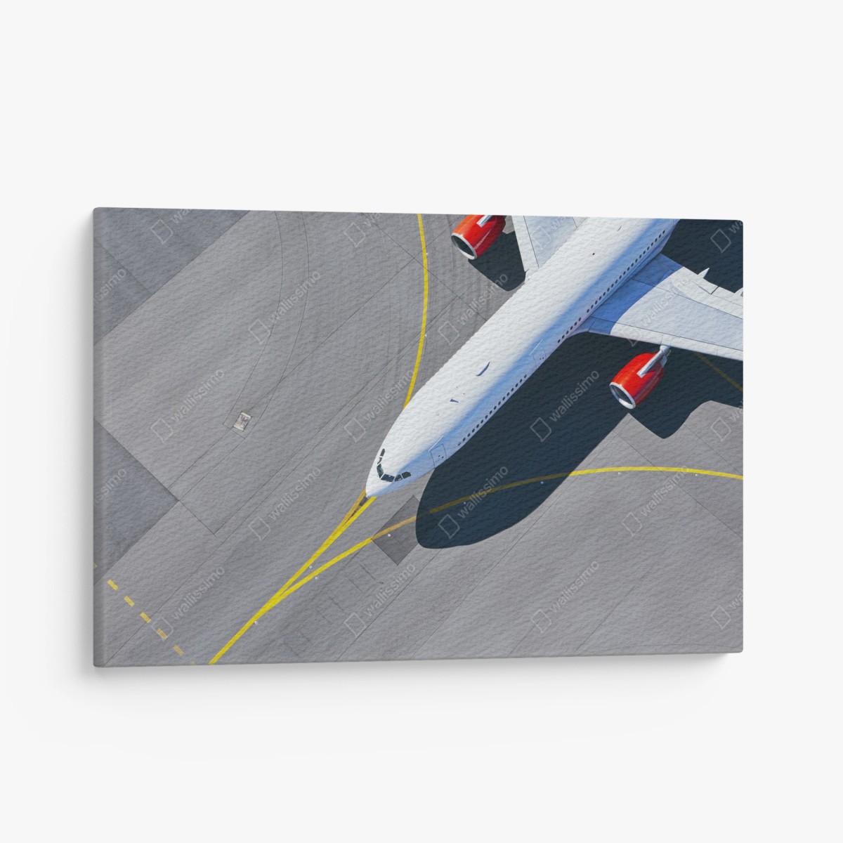 Tableau sur toile avion sur le tarmac vue aérienne minimaliste – Wallnifity®