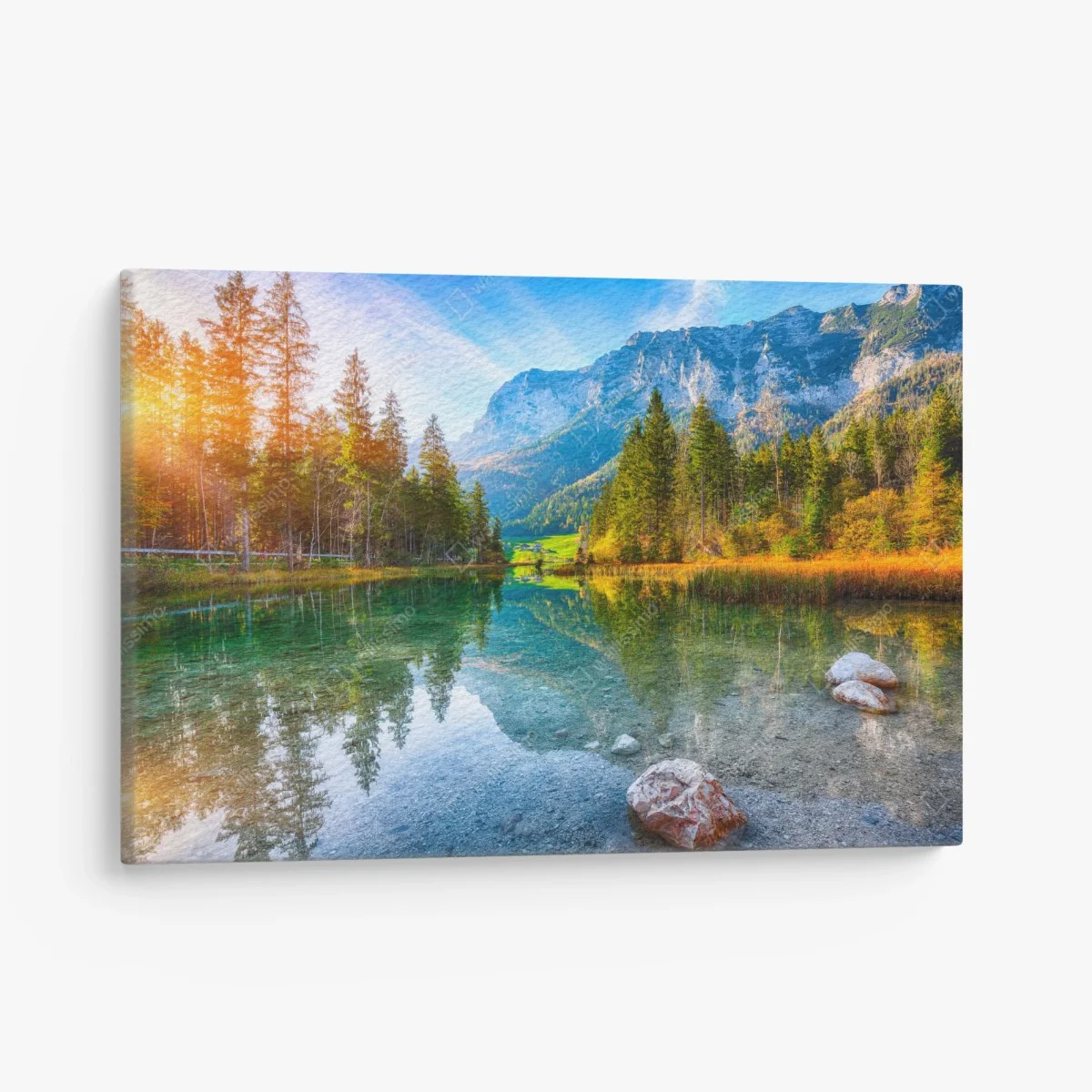 Tableau sur toile coucher de soleil automnal au lac Hintersee, Ramsau – Wallnifity® Tableau sur toile coucher de soleil automnal au lac Hintersee, Ramsau – Wallnifity®
