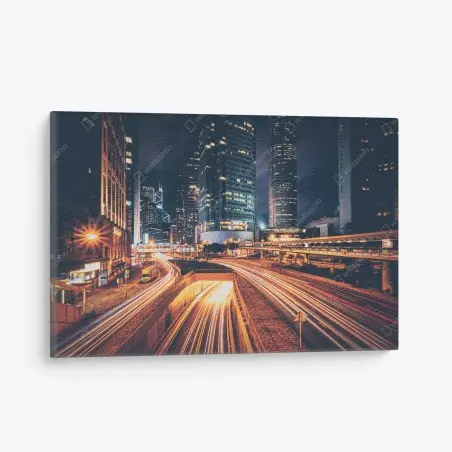 Tableau sur toile métropole nocturne en mouvement – Wallnifity®