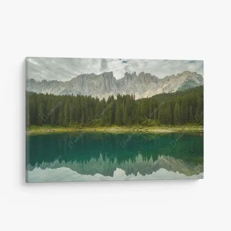 Tableau sur toile reflet des Dolomites sur le Lago di Carezza – Wallnifity®