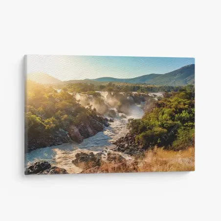 Tableau sur toile lever de soleil aux chutes d'Epupa sur le Kunene en Namibie – Wallnifity®