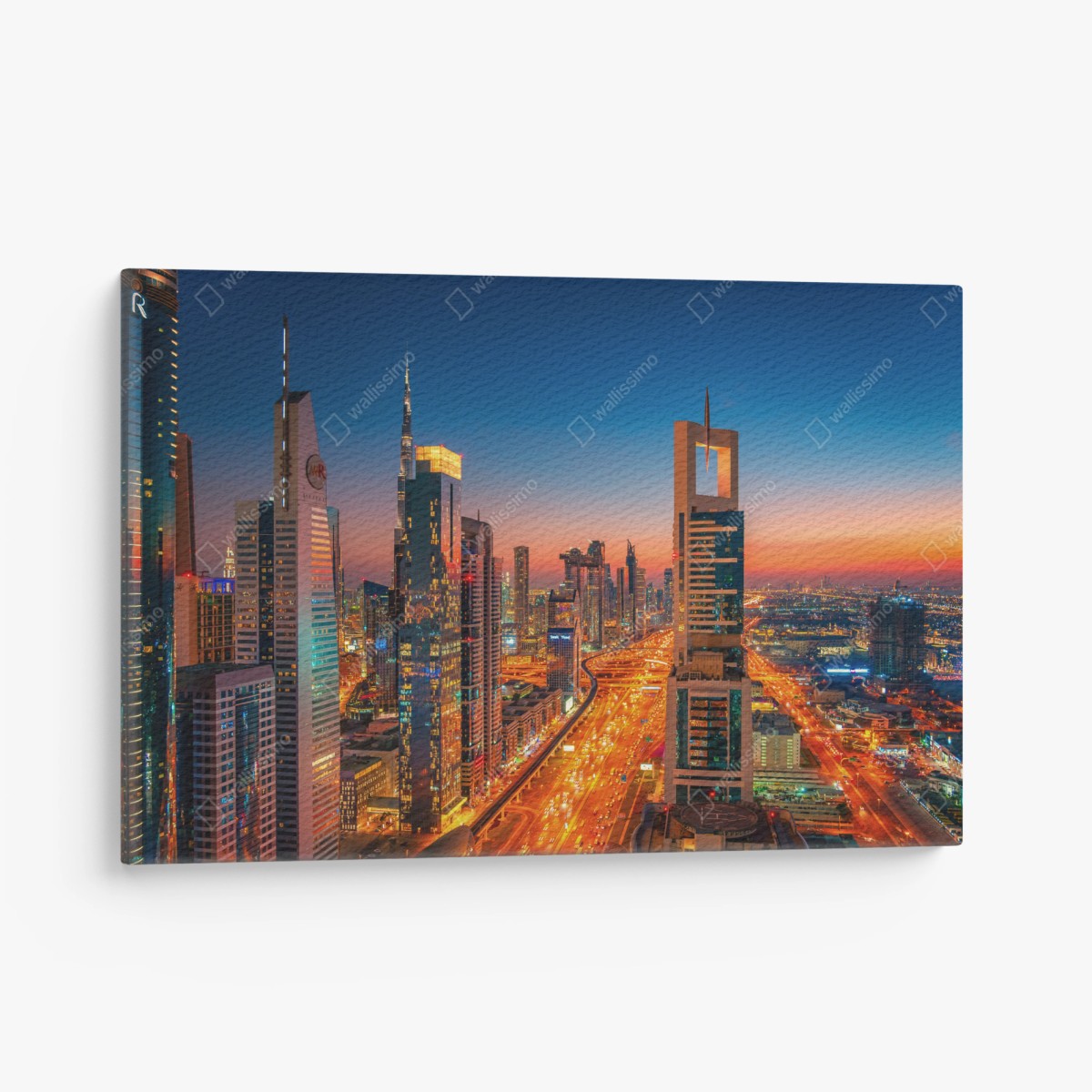Tableau sur toile ciel urbain de Dubaï au crépuscule – Wallnifity®